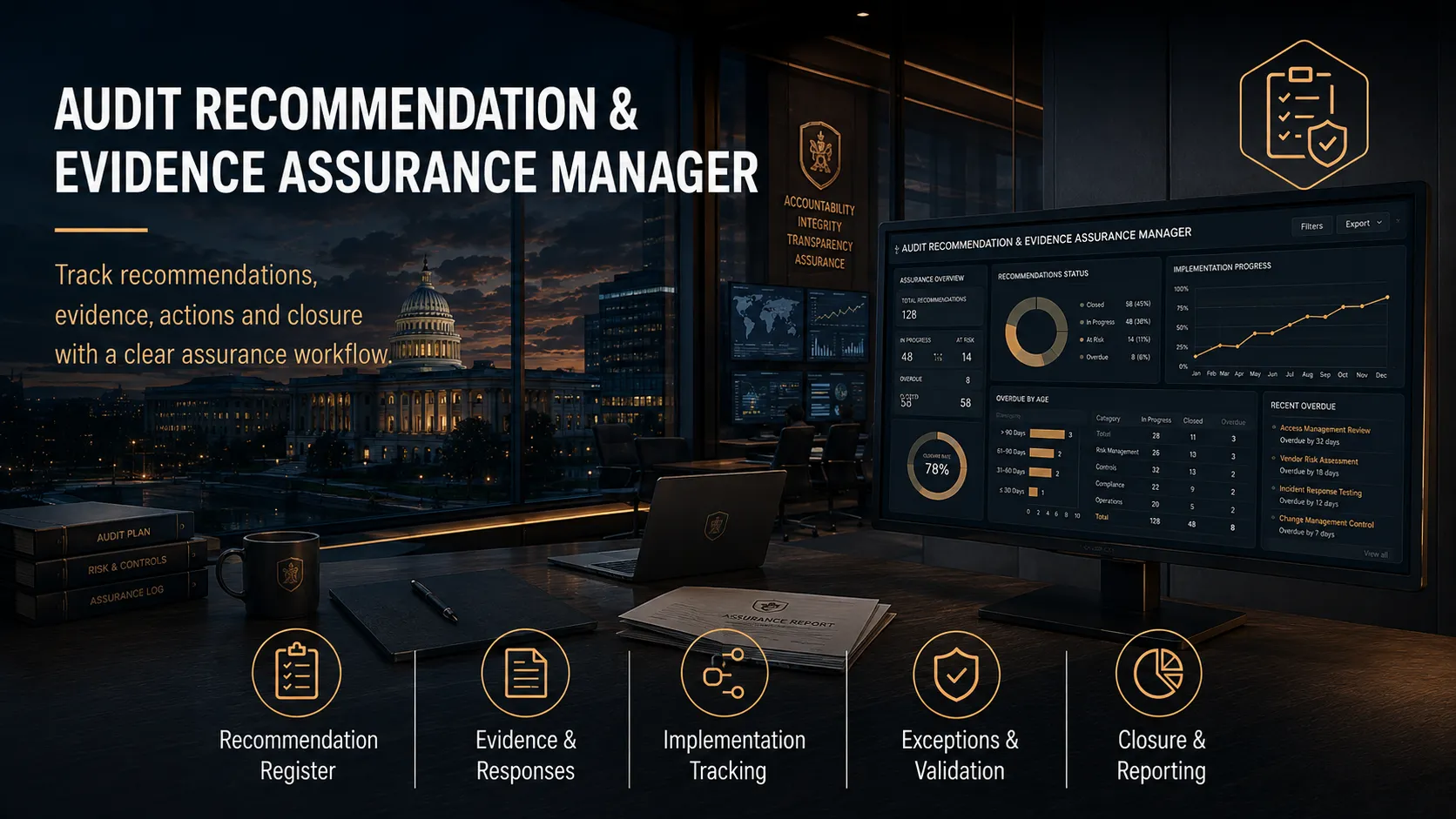 Audit Recommendation & Evidence Assurance Manager interface